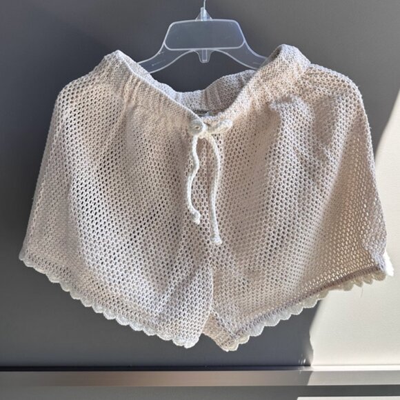 Sea New York Sally appliquéd Crocheted Shirt Coverup & Short Two Piece Tan Cream - Picture 14 of 16